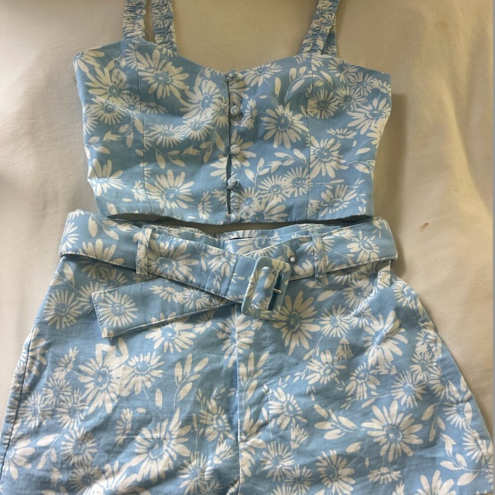 zara blue floral set